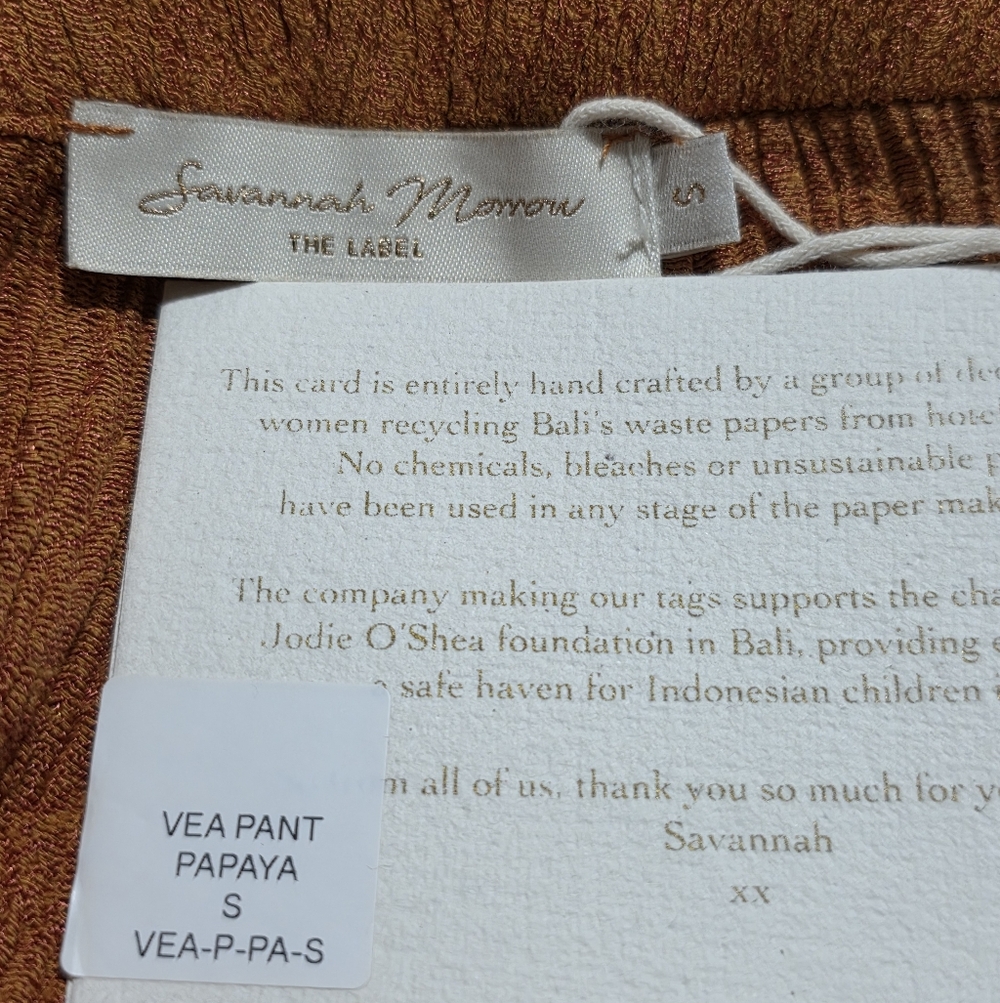 Savannah Morrow Vea Pant in Papaya Size Small NWT - Picture 5 of 5